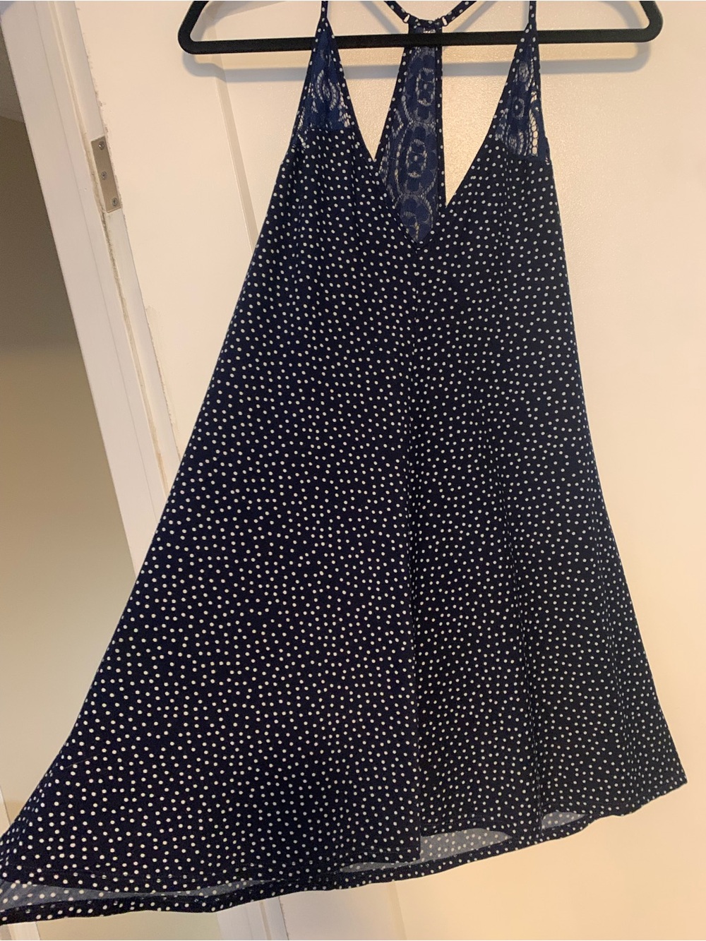 In Bloom Medium Navy and White Polka Dot Robe and Nightgown Set - Picture 6 of 7